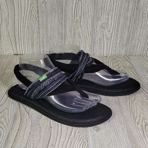 Sanuk Yoga Sling 2 Sandals Keys Ranch Black and Grey Womens Size 8